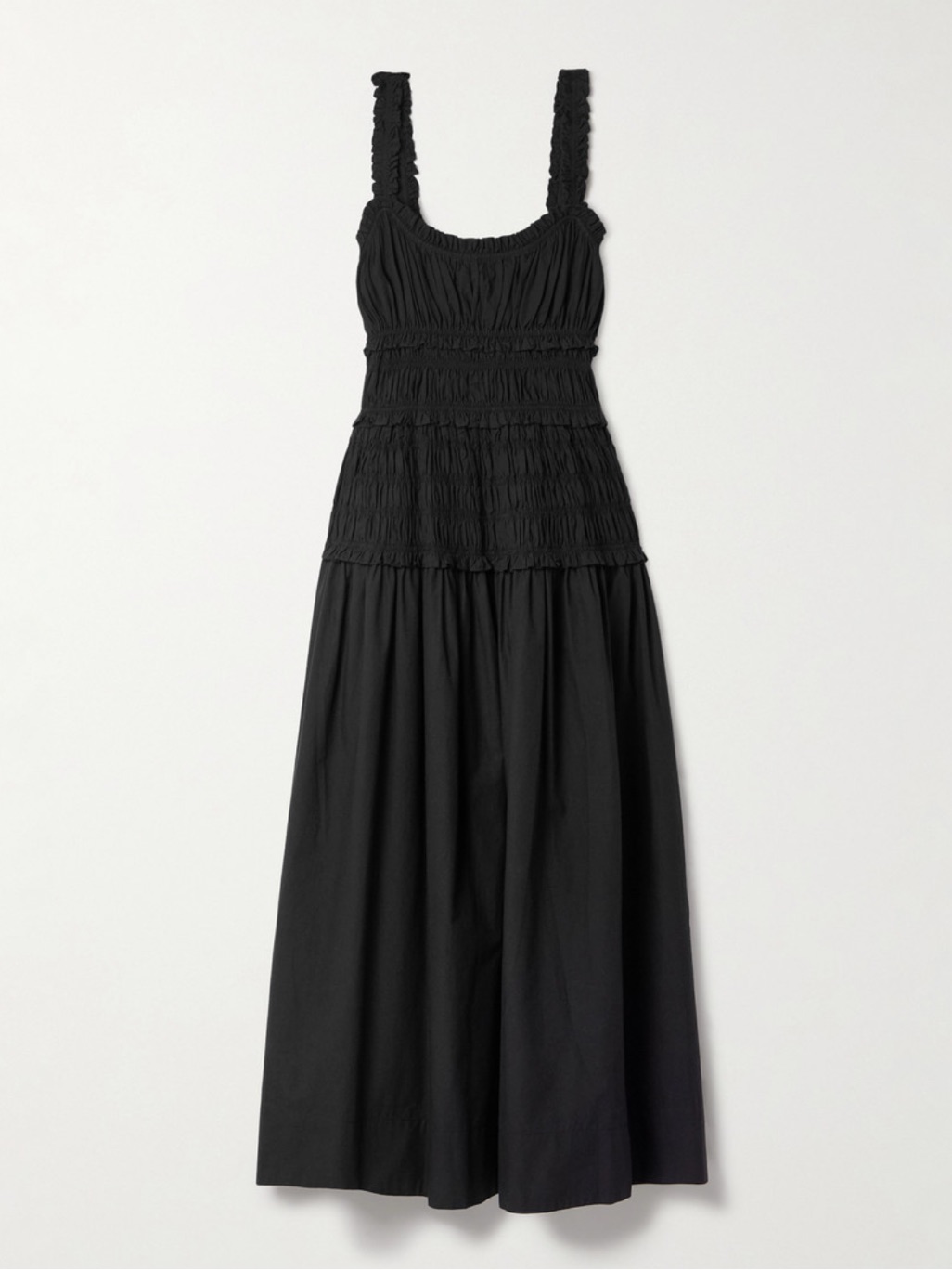 Doen Black Smocked Midi Dress